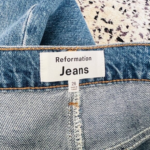 Reformation Tazz denim slit front maxi skirt, blue, Size 26 M65 - Picture 9 of 11